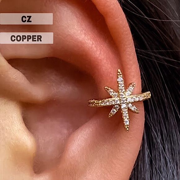 ⚜️[𝟯/$𝟮𝟴]⚜️CZ Gold Star Crystal Cuff Earring NEW - Picture 10 of 10